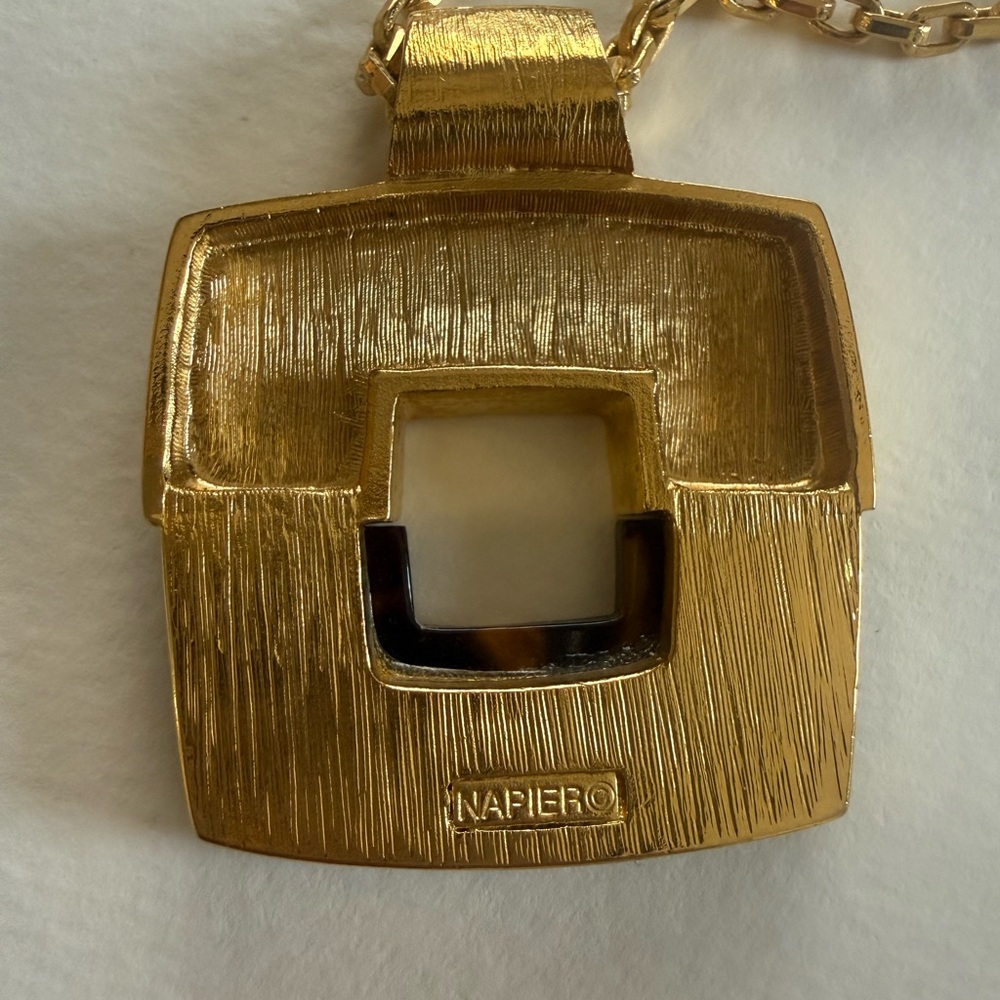 Napier Gold and Brown Square Pendant Necklace - Picture 4 of 4